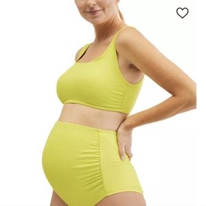 Motherhood maternity lime green/yellow maternity bathing suit